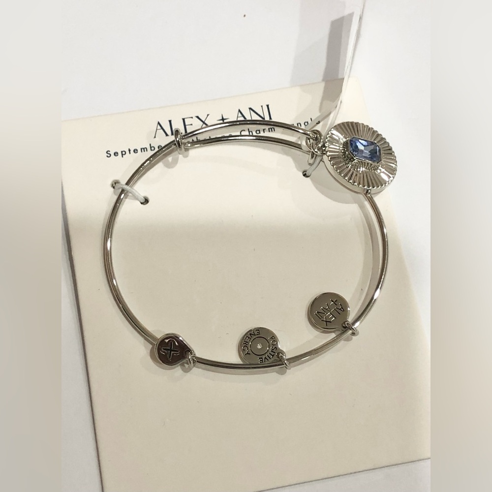 Alex and Ani sterling‎ silver September Birthstone Charm bangle bracelet new